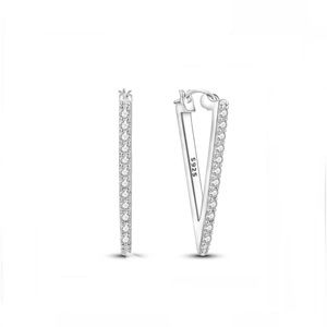NEW 925 Sterling Silver Triangle Drop Simulated Diamond Earrings